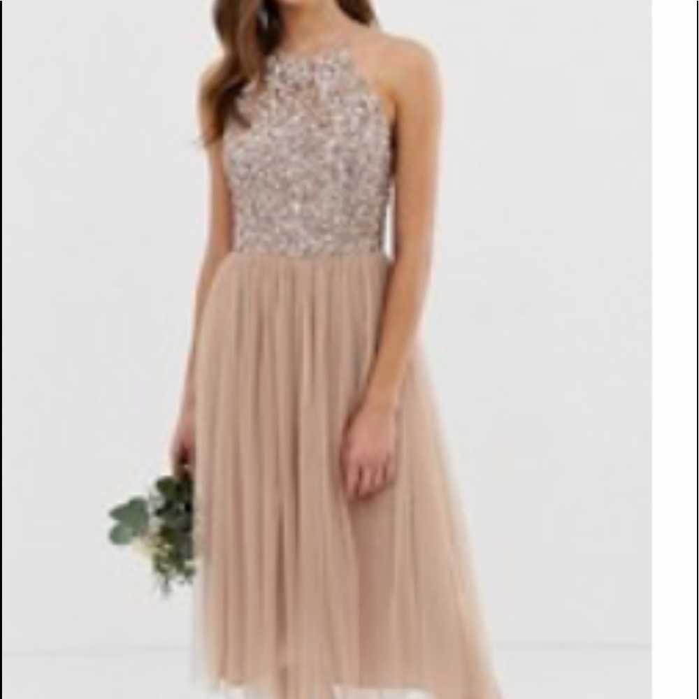 High Neck Midi Tulle dress